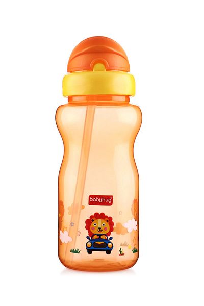 Babyhug Lion Print Straw Sipper Orange - 360 ml