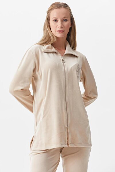 Sementa Σετ αθλητική φόρμα βελούδινη φαρδιά εφαρμογή - Μπεζ