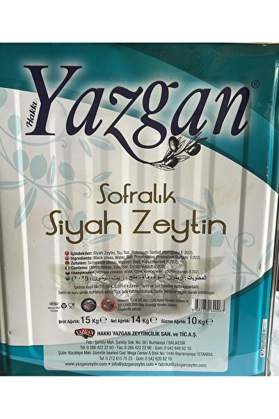 ZEYTİN YAZGAN SİYAH ZEYTİN TUZSUZ DİYET 10KG