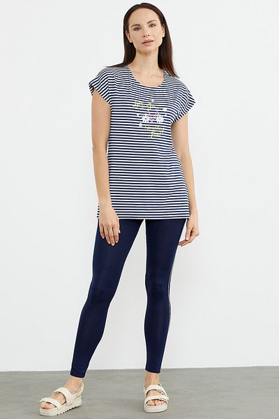 Sementa Stripe Combination Tights Double Set - Navy Blue