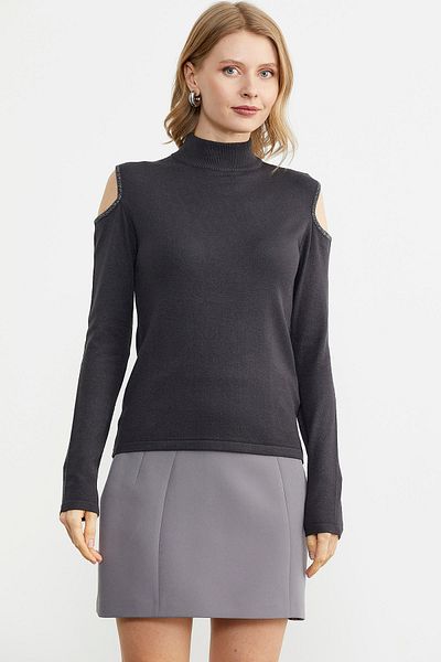 Sementa Off Shoulder Knitwear Sweater - Anthracite