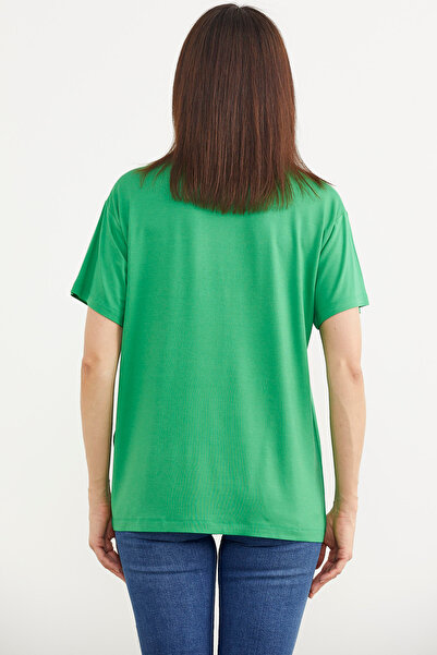 Sementa Μπλουζάκι με στάμπα από χτενισμένο βαμβακερό ύφασμα - Πράσινο