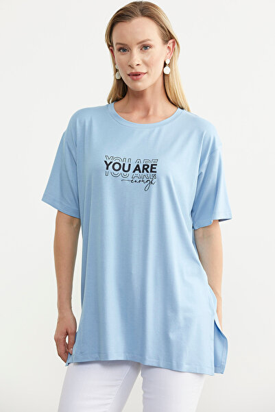 Sementa Bluză cu imprimeu albastru de mărime mare