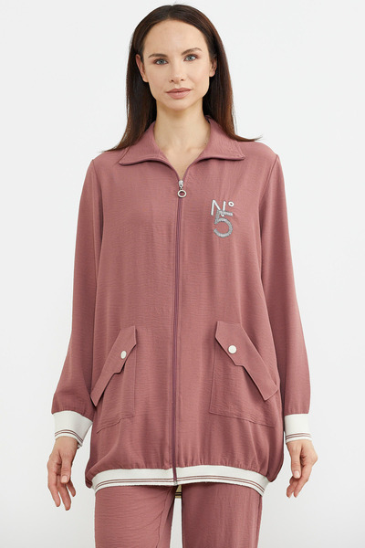 Sementa Σετ κρεπ Dusty Rose - Λεπτομέρεια γιακά σάλι και φερμουάρ