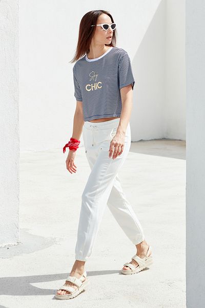 Sementa Tricou cu dungi cu imprimeu strălucitor - Albastru bleumarin