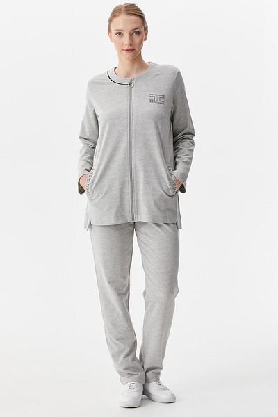 Sementa Σετ αθλητική φόρμα με λεπτομέρεια πέτρας Plus Size - Γκρι