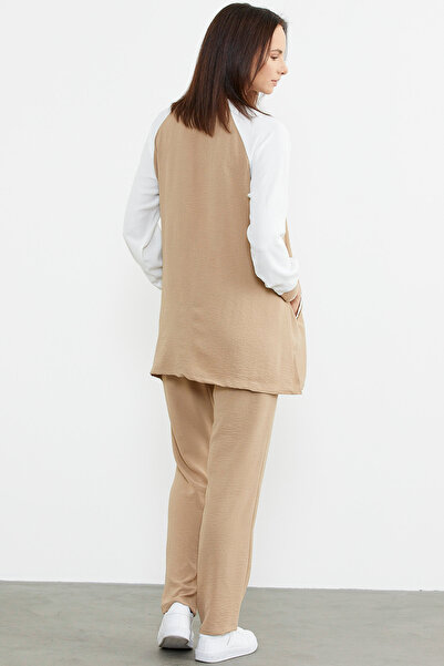 Sementa Embroidery Detailed Tunic Crepe Set - Stone