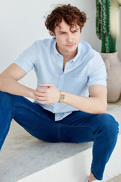 Sam Καλοκαιρινό πουκάμισο με κοντομάνικη τσέπη - γαλάζιο