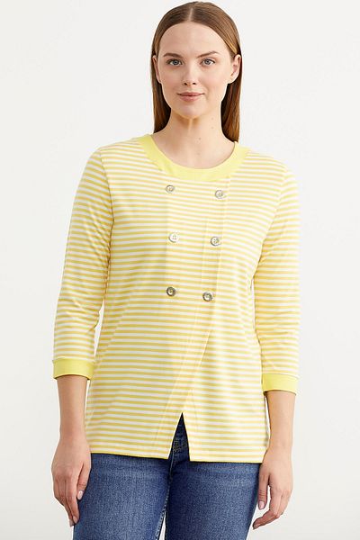 Sementa Tricou cu mânecă lungă în dungi - galben