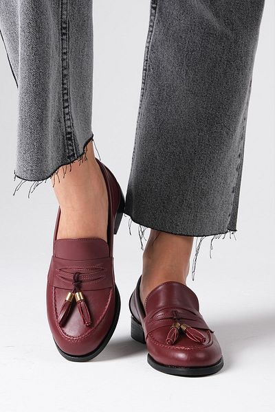 Mio Gusto Γυναικεία φλατ παπούτσια Οξφόρδης Dylan Burgundy Color