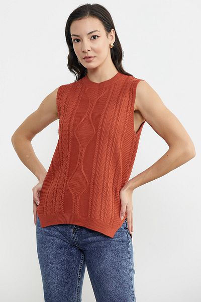 Sementa Long Back Motif Knitwear Sweater - Pomegranate