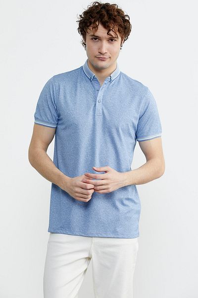 Sementa Μπλουζάκι Polo Neck Slim Fit με σχέδιο - Μπλε