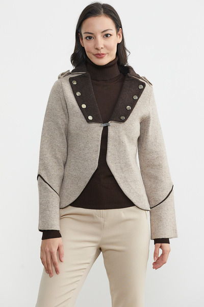 Sementa Jachetă de tricotaj cu detalii Staple - nurcă - maro