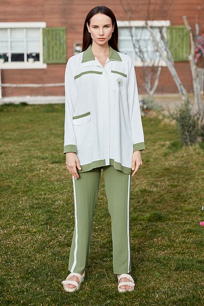 Sementa Double Color Combination Tunic Crepe Set - Green