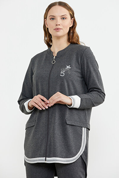 Sementa Neon Kombinli Rahat Kalıp Tunik Eşofman Takım - Antrasit