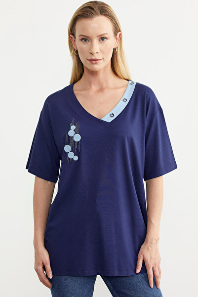 Sementa Μπλουζάκι Indigo Κεντημένο - Συνδυασμός Χρωμάτων