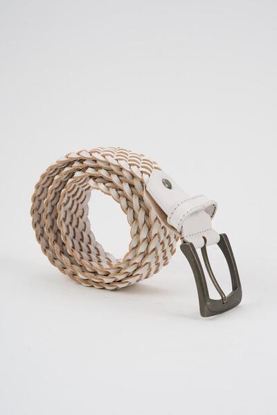 ALEXANDERGARDI حزام من الجلد الطبيعي بتفاصيل محبوكة (E24-KEMER-10)