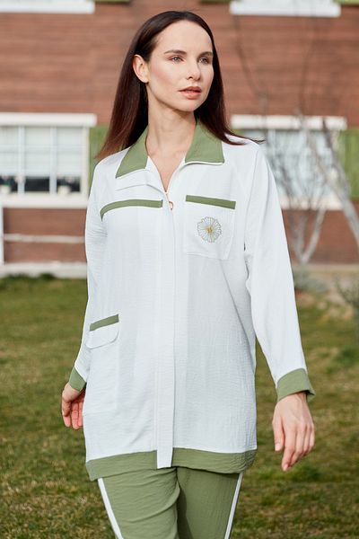 Sementa Double Color Combination Tunic Crepe Set - Green