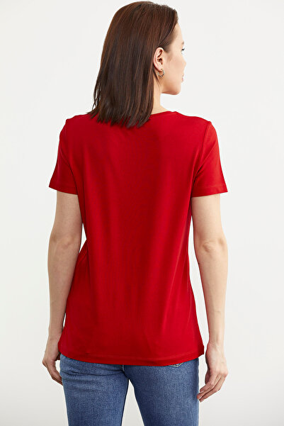 Sementa Red Basic T-Shirt - Crew Neck, Short Sleeve
