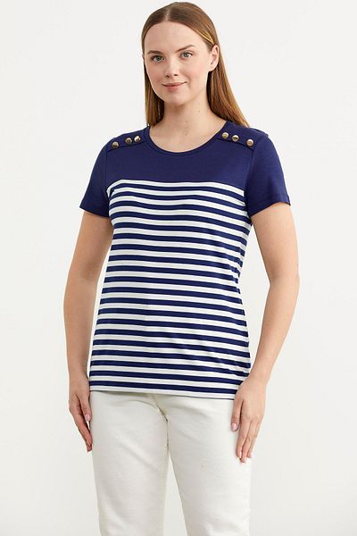 Sementa Tricou cu detaliu cu nasturi marin - bleumarin