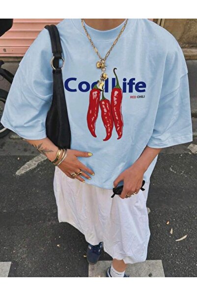 stg spor toptan giyim Γυναικείο μπλουζάκι oversized Cool Life με τύπωμα Loose...