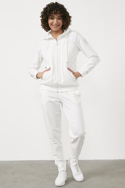 Sementa Quilted Detailed Hooded Tracksuit - Ecru