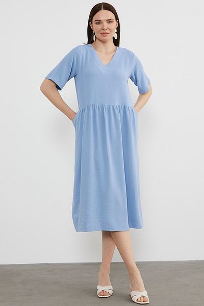 Sementa Rochie Crepetă Dimensiuni Plus - Albastru