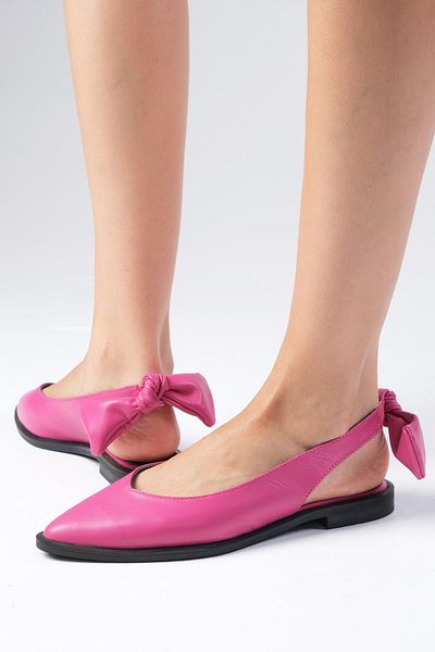 Mio Gusto Bonny Genuine Leather Fuchsia Women's Daily Ballerina Shoes