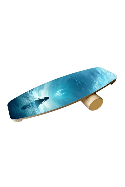 wudie Placă de echilibru cu imprimeu din lemn Rocket Balance Board Rocket Gym Board
