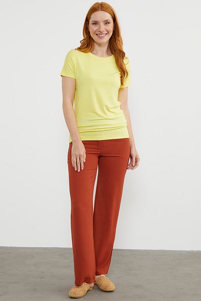 Sementa Tricou de bază cu mânecă scurtă cu gât - galben