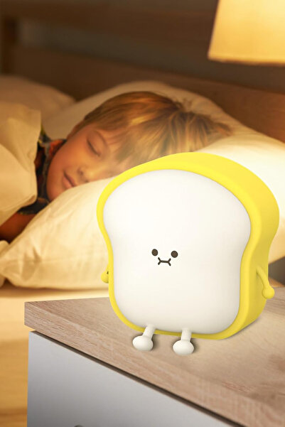 Ecuy Dokunmatik Şarjlı Gece Lambası Çocuk Bebek Odası Uyku Tost Şekilli Masa ...