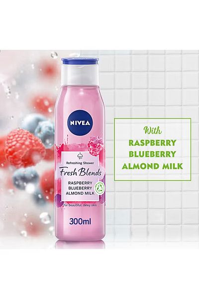 NIVEA Fresh Blends Refreshing Shower Gel Raspberry Blueberry Almond Milk 300ml