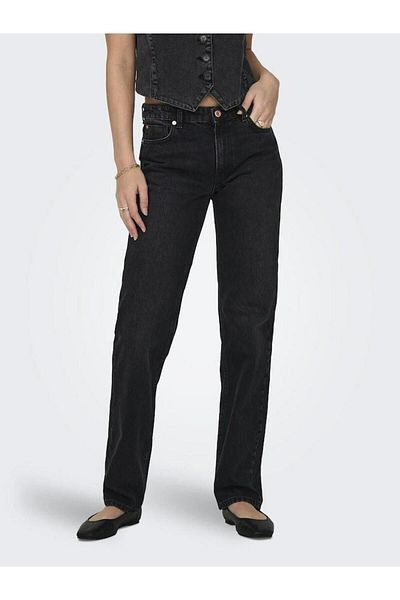 ONLY Pantaloni de damă negri cu talie normală picior picior15301779