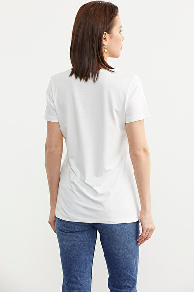 Sementa Μπλουζάκι με λαιμόκοψη Ecru Basic