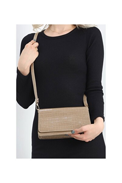 Evojean Mini geantă de mână și de umăr pentru femei cu model de crocodil de n...