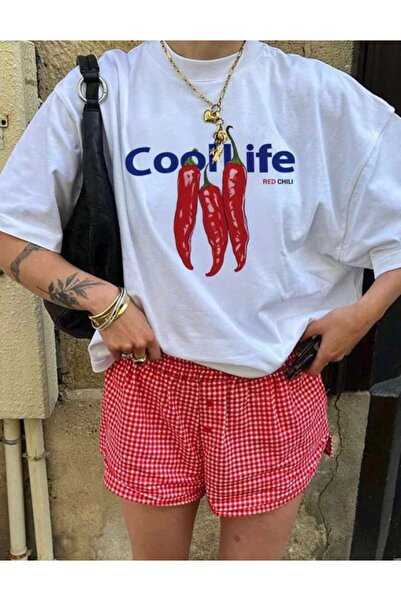 stg spor toptan giyim Γυναικείο μπλουζάκι oversized Cool Life με τύπωμα Loose...