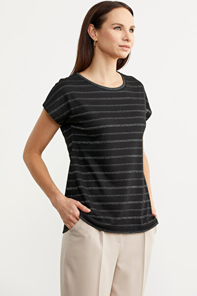 Sementa Μπλουζάκι με ρίγες με νυχτερίδα - Μαύρο