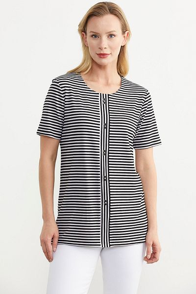 Sementa Tricou cu nasturi cu dungi negre
