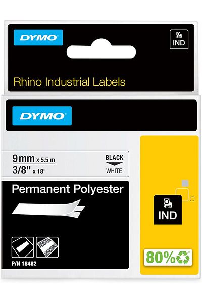 NcK - 18482 Mt), White/Black X 5.5 (9 mm Polyster Strip Rhinopro, Fixed New