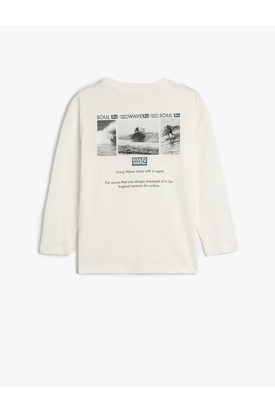 Koton Cotton Long Sleeve Oversize Slogan Printed T-Shirt