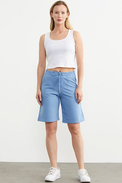Sementa Pantaloni scurți sport albaștri cu talie elastică reglabili