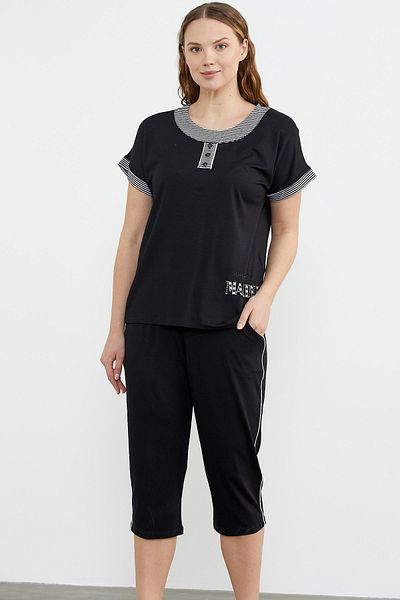 Sementa 76315 Costum Capri din bumbac pieptănat cu mânecă scurtă pentru femei