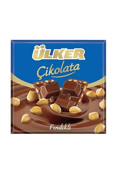 Ülker Square Chocolate with Whole Hazelnuts 60 Grams X 6 Pieces