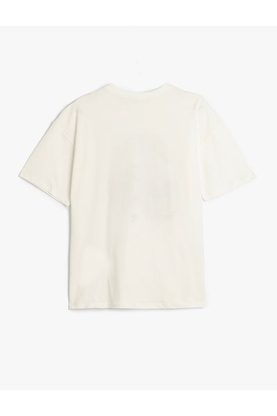 Koton Cherry Printed Short Sleeve Crew Neck Oversize T-Shirt