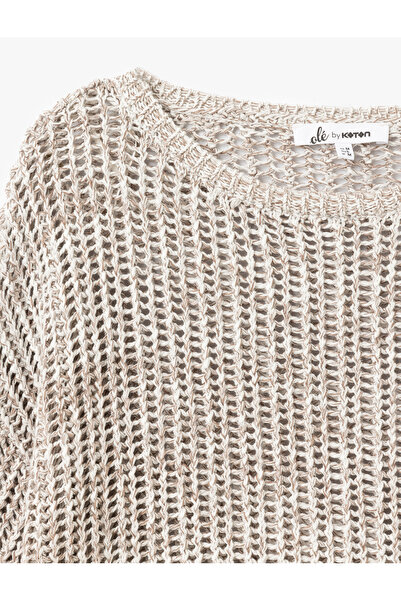 Koton Πλεκτό πουλόβερ με μακρυμάνικο λαιμόκοψη