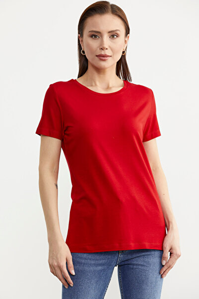 Sementa Red Basic T-Shirt - Crew Neck, Short Sleeve