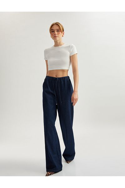 Koton Pantaloni de damă Dark Indigo Jean 5SAL40037MD