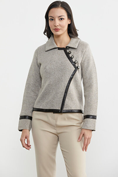 Sementa Jachetă de tricotaj cu detaliu cu nasturi - nurcă - maro