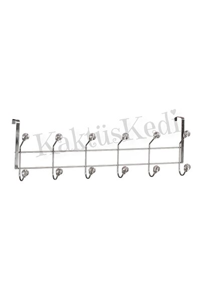 KaktüsKedi Kalın Kapılarla Uyumlu Kapı Arkası Askı 12 Kancalı Askılık