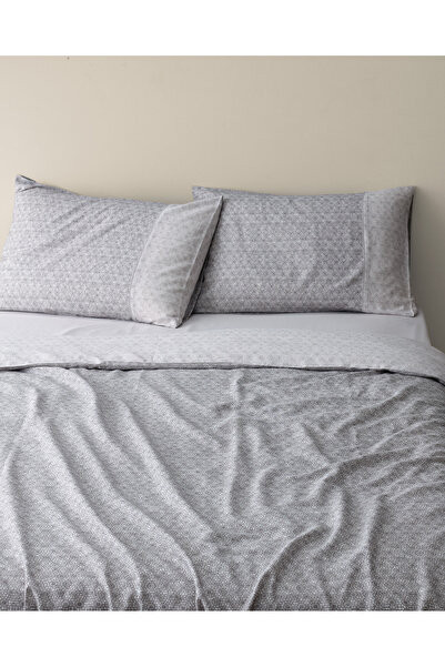 Madame Coco Lavem Tek Kişilik %100 Pamuk Madame Coco Crep Baskılı Nevresim Takımı - Gri